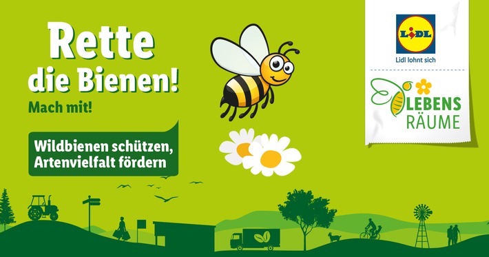 &quot;Rette die Bienen!&quot;: Lidl nutzt Weltbienentag und setzt sich aktiv für mehr Artenschutz ein / Mit verschiedenen Aktionen werden Kinder und Kunden für das Thema sensibilisiert