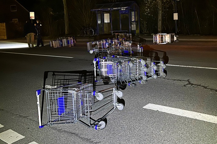 POL-ST: Horstmar, Auto fährt in mehrere Einkaufswagen