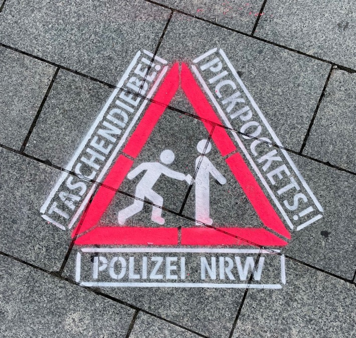 POL-HA: Die Polizei Hagen warnt vor Taschendieben - Warnschilder im gesamten Stadtgebiet auf den Boden gesprüht