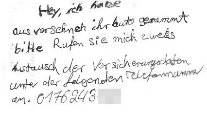 POL-HM: Unfallflucht - Verursacher hinterlässt Zettel mit falscher Handynummer