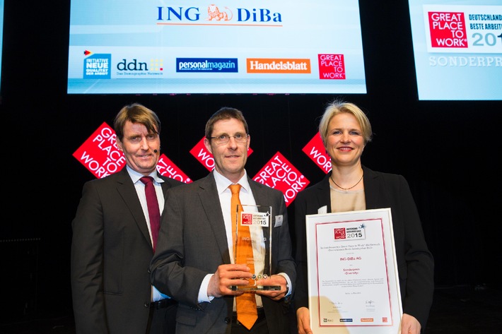 Deutschlands beste Arbeitgeber 2015: ING-DiBa ganz vorn dabei / Auszeichnung mit dem Sonderpreis &quot;Diversity&quot; für besondere Ausbildungschancen
