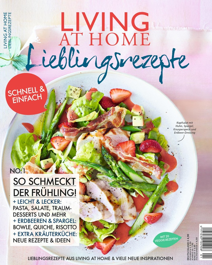 LIVING AT HOME baut seine Markenfamilie aus und startet saisonales Foodmagazin / Neue Line-Extension: "LIVING AT HOME Lieblingsrezepte" erscheint viermal im Jahr