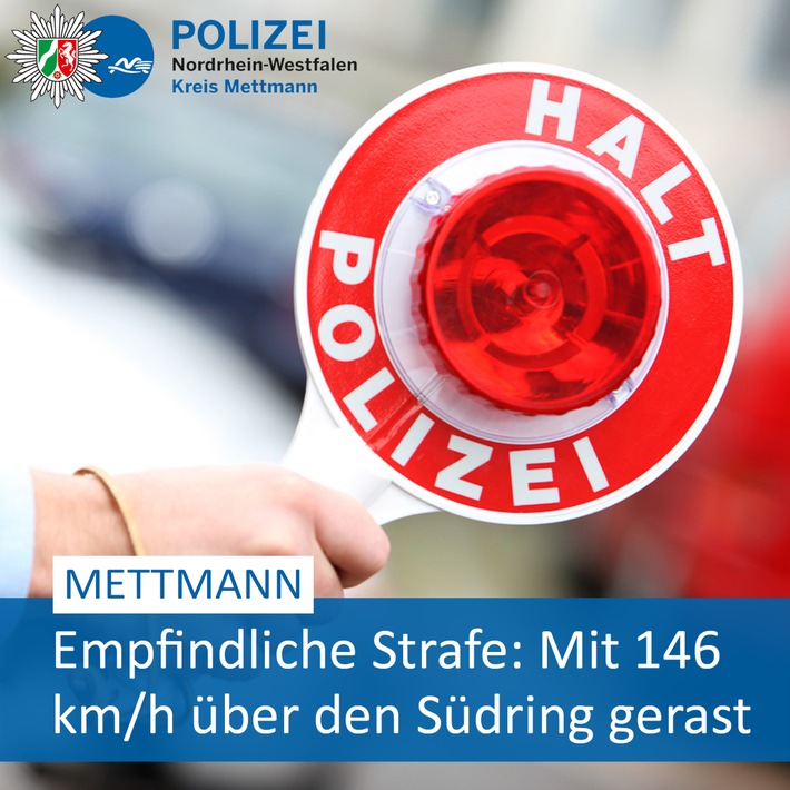 POL-ME: 146 km/h bei erlaubten 70: Autofahrer erwartet empfindliche Strafe - Mettmann - 2302005