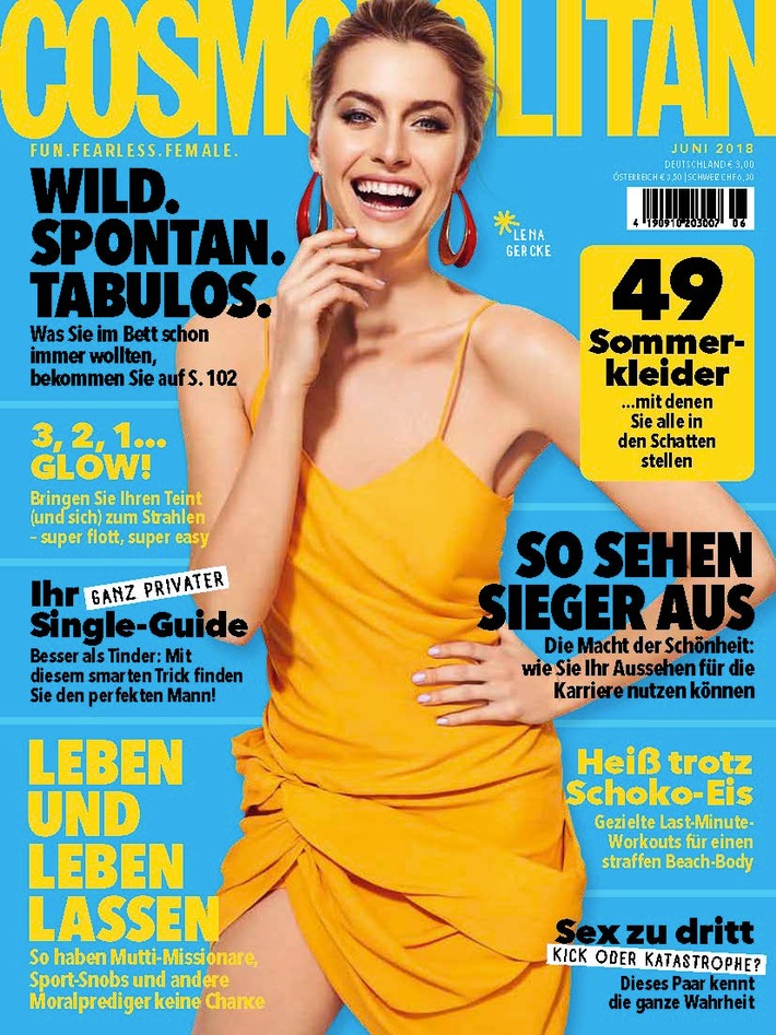 Model Lena Gercke in &quot;COSMOPOLITAN&quot;: &quot;Um zickig zu sein, bin ich viel zu entspannt. Außer ich habe Hunger.&quot;