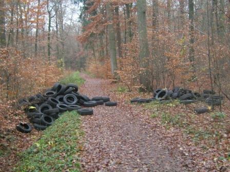 POL-SE: Barmstedt, Pinneberger Landstraße    / Altreifen im Wald abgelagert; Polizei erbittet Hinweise