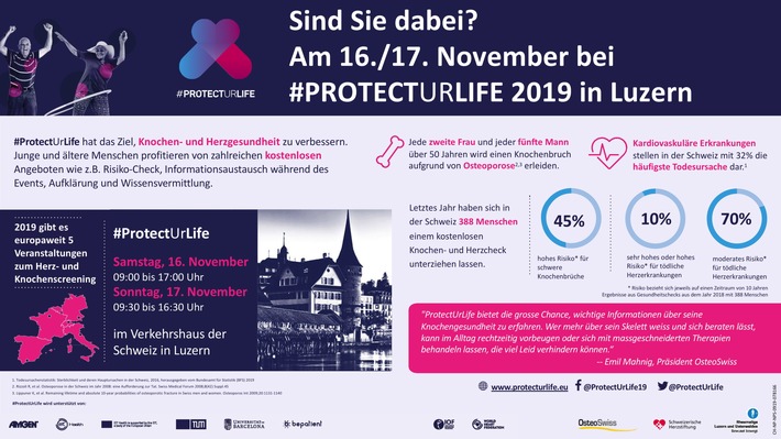 Aufklärungsveranstaltung #ProtectUrLife von Amgen im Verkehrshaus Luzern bietet kostenlose Gesundheitschecks an, um erhöhtes Risiko für Herz-Kreislauf-Erkrankungen oder Osteoporose zu erkennen
