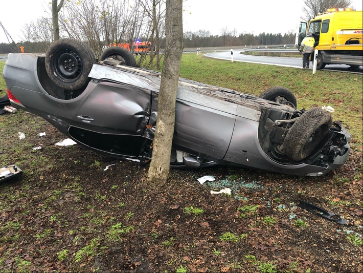 POL-MS: Alleinunfall an der Autobahn 31 - zwei Schwerverletzte