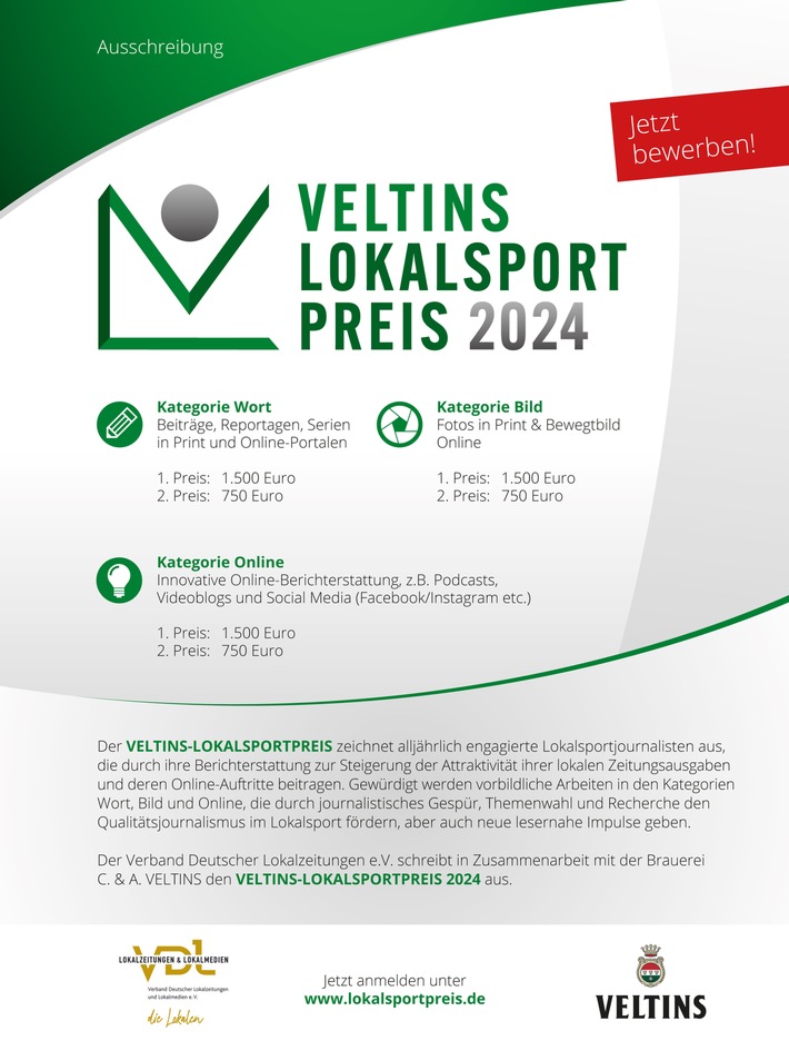 Veltins-Lokalsportpreis sucht herausragende Beiträge