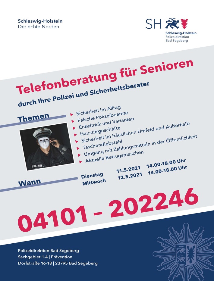 POL-SE: Kreis Segeberg / Kreis Pinneberg - Zweite Präventionsaktion für Senioren