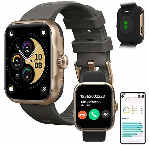 Perfekter Fitness-Begleiter: newgen medicals Premium-GPS-Fitness-&-Fashion-Smartwatch SW-520, 1,78" AMOLED-Display, IP68