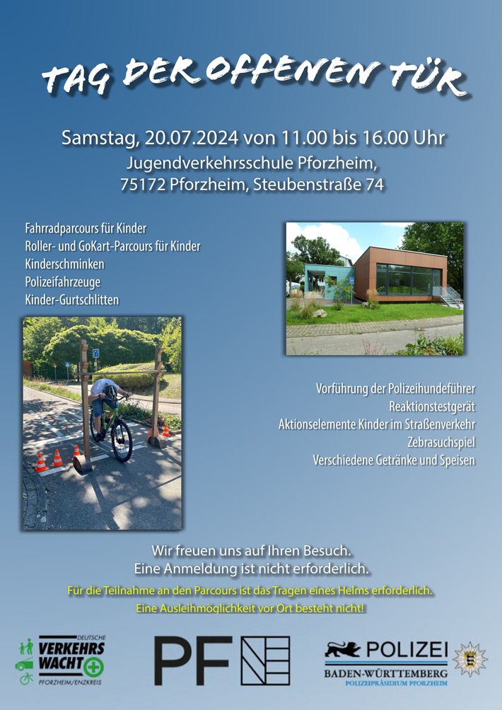POL-Pforzheim: (PF) Pforzheim - Einladung zum Tag der offenen Tür in der Jugendverkehrsschule Pforzheim am 20. Juli 2024