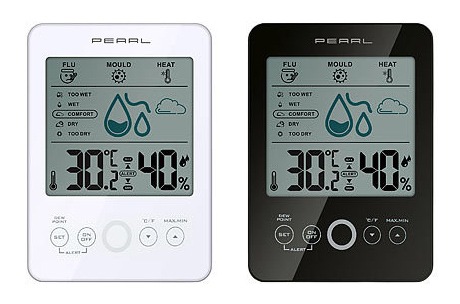 PEARL Digital-Hygro-/Thermometer mit Schimmel-Alarm &amp; Komfort-Anzeige, weiß oder schwarz: Für ein gesundes Raumklima - warnt vor Schimmel-, Erkältungs- &amp; Hitze-Gefahr