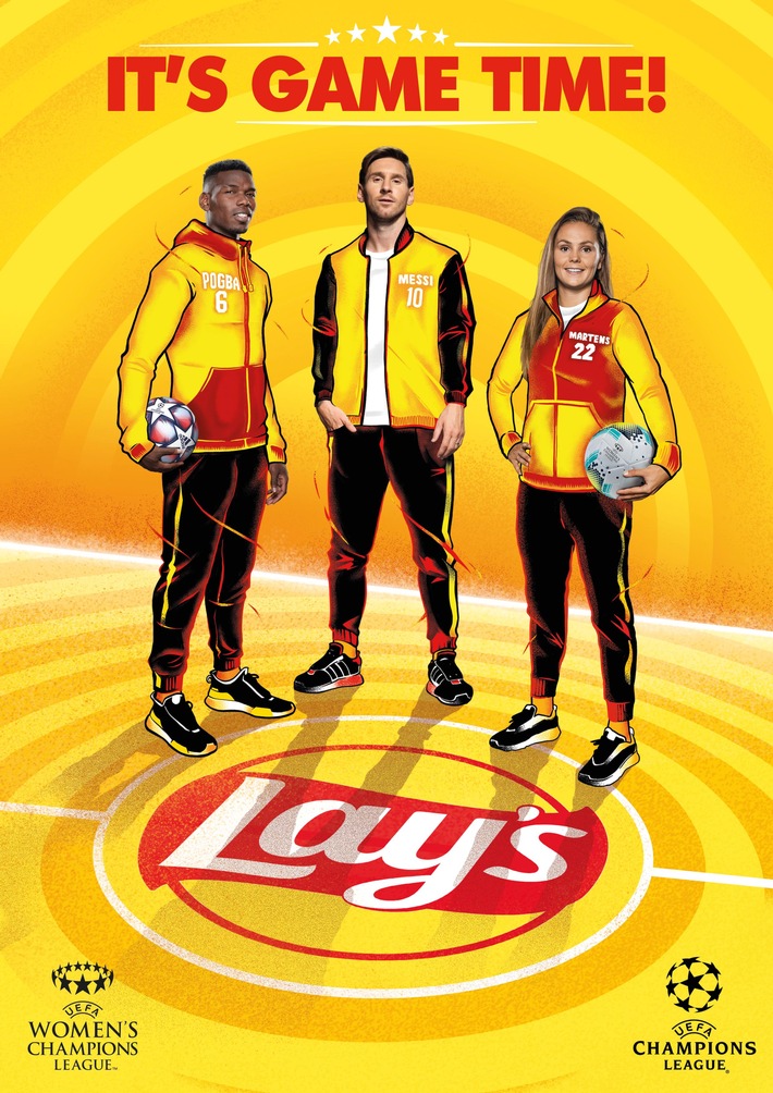 Lay&#039;s® startet globale UEFA Champions League Kampagne 2021: Lionel Messi, Paul Pogba und Lieke Martens bringen Spielfreude nach Hause