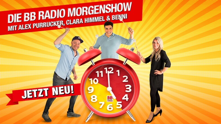 Neues Trio weckt ab sofort Berlin-Brandenburg / &quot;Die BB RADIO-Morgenshow&quot; - mit Alex Purrucker, Clara Himmel und Benni