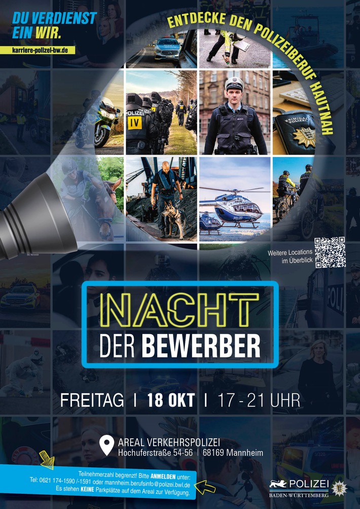 POL-MA: Mannheim: Polizeipräsidium Mannheim lädt zur "Nacht der Bewerber" am 18. Oktober 2024