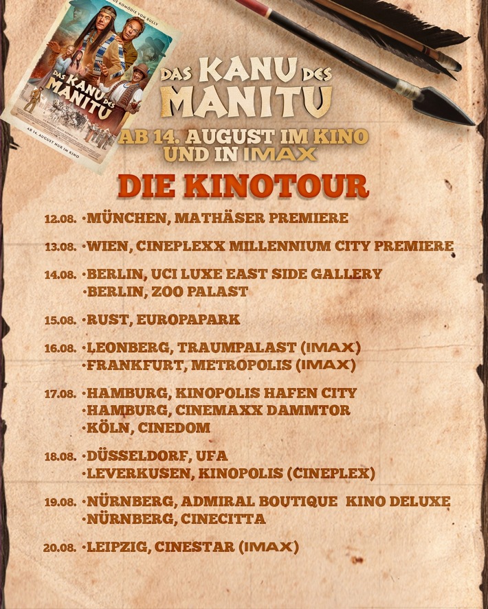 DAS KANU DES MANITU: Abahachi, Ranger und Dimitri gehen auf große Kinotour!