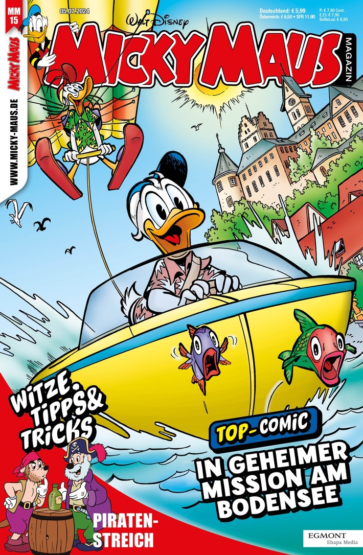 Donald Duck auf turbulenter Mission am Bodensee im neuen Micky Maus Magazin