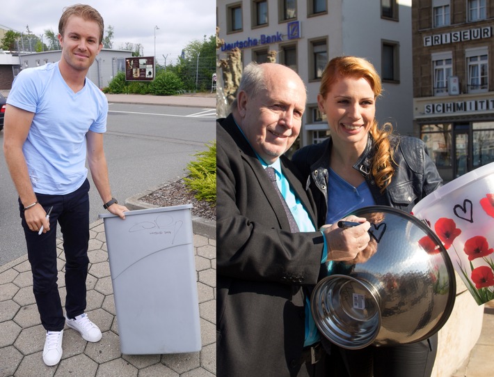 Promis versteigern ihre Ice-Bucket-Challenge-Eimer zugunsten der DGM