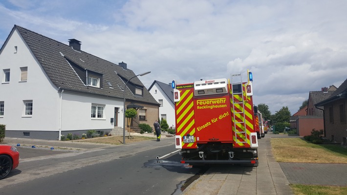 FW-RE: Vollbrand einer Gartenlaube - eine Person verletzt, zwei Kaninchen verstorben