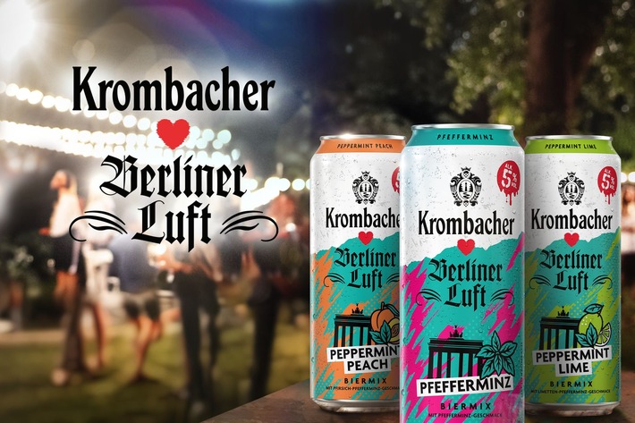 Jetzt mal tief Luft holen! / Krombacher Brauerei launcht drei außergewöhnliche Biermix-Getränke mit Partylikör Berliner Luft