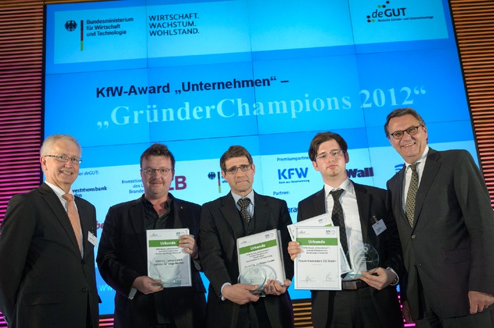 Start-ups aus Bayern, Saarland und Thüringen sind Bundessieger des Wettbewerbs KfW-Award &quot;Unternehmen&quot; - GründerChampions 2012 (BILD)