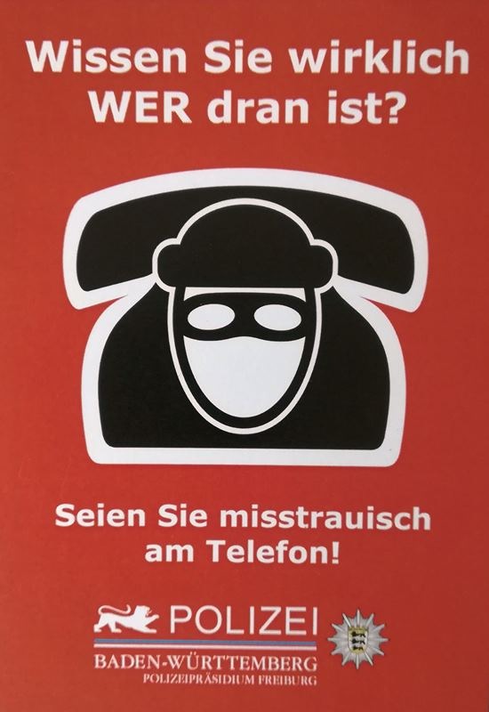 POL-FR: Polizeipräsidium Freiburg: Warnung vor sogenannten &quot;Falschen Polizisten&quot; / aktueller Vorfall in Denzlingen, Landkreis Emmendingen