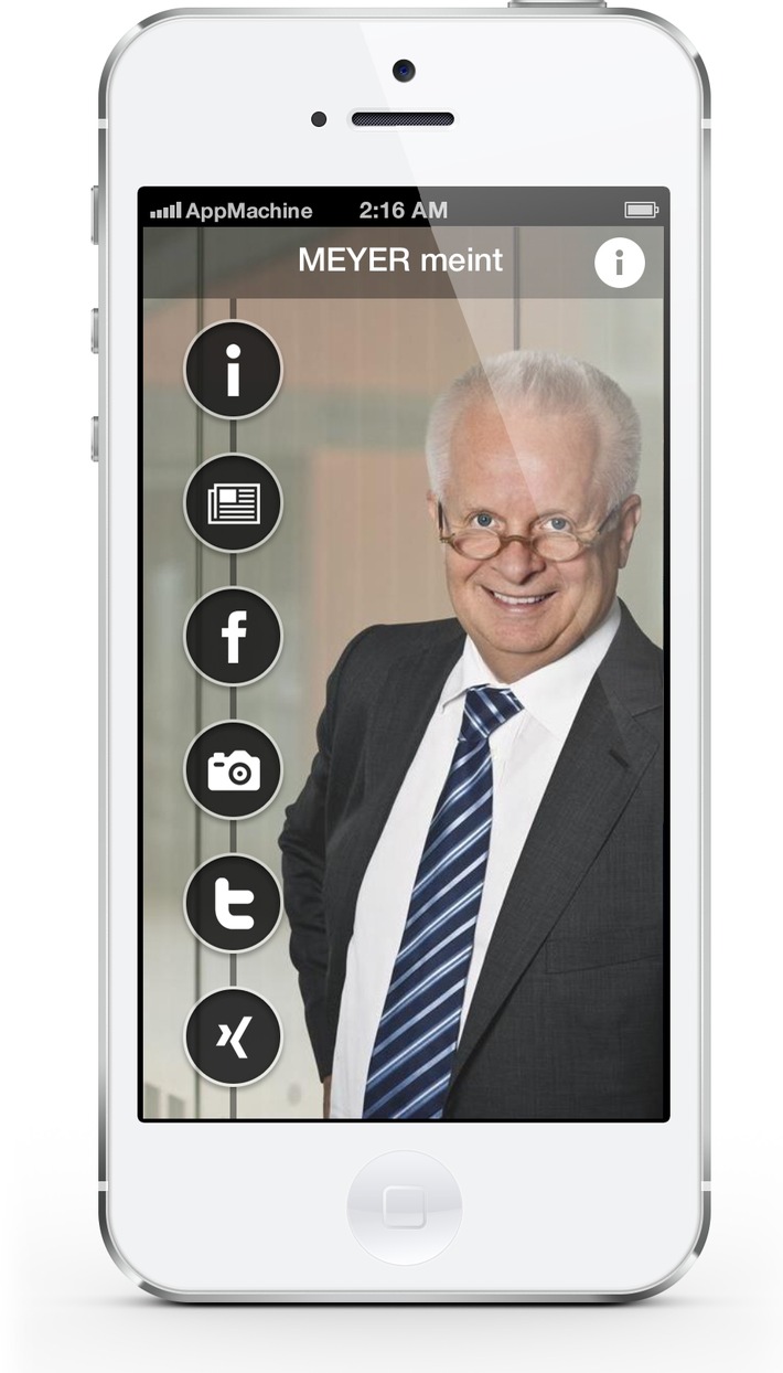 Fußball-Blog "MEYERmeint" für iPhone und Android: AppMachine stellt neue App des news aktuell-Geschäftsführers Carl-Eduard Meyer bereit