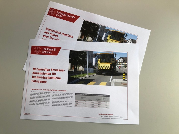 Notwendige Strassendimensionen für landwirtschaftliche Fahrzeuge
