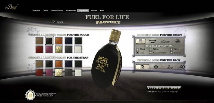 Diesel eröffnet den ersten Shop für custom-made Parfums im Internet / 
20.000 persönliche Flakons für schnelle Fuel For Life Fans