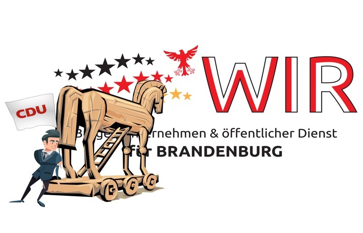 Triggerte CDU eigenen Mitarbeiter als "Trojanisches Pferd" bei WIR an? / Steht die Landtagswahl in Brandenburg auf der Kippe? / WIR-Trojanisches Pferd der CDU - Bildliche Darstellung / Weiterer Text über ots und www.presseportal.de/nr/135542 / Die Verwendung dieses Bildes ist für redaktionelle Zwecke honorarfrei. Veröffentlichung bitte unter Quellenangabe: "obs/WIR für Brandenburg/WIR-Auftragsmontage"