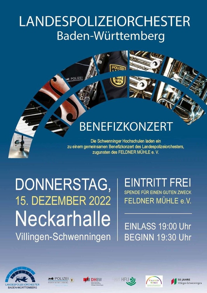 POL-HfPolBW: Einladung an die Vertreterinnen und Vertreter der Medien zum Benefizkonzert des Landespolizeiorchesters in der Neckarhalle in Villingen-Schwenningen