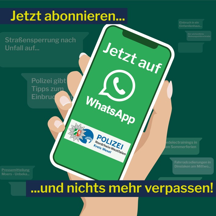 POL-WES: Wesel- Kreispolizeibehörde Wesel jetzt mit eigenem WhatsApp-Kanal