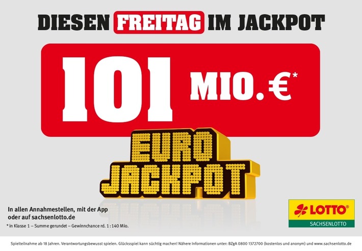 Prall gefüllte Jackpots zum Jahreswechsel: 101 Mio. Euro bei Eurojackpot, 41 Mio. Euro bei LOTTO 6aus49