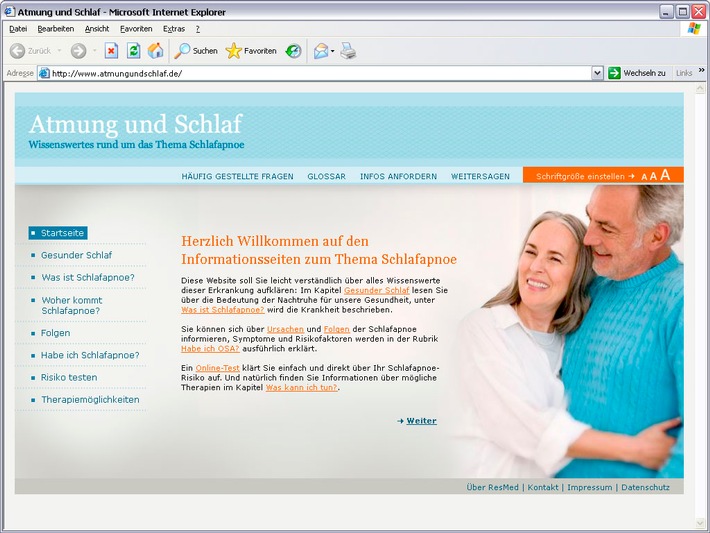 Neue Website - www.atmungundschlaf.de bietet Informationen rund um das Thema Schlafapnoe
