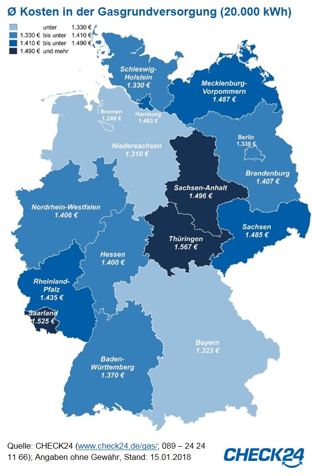 Gas in Bremen günstig, in Thüringen teuer