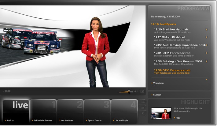 Automobilhersteller startet eigenen Fernsehsender im Internet / Volles Programm: Audi tv geht auf Sendung