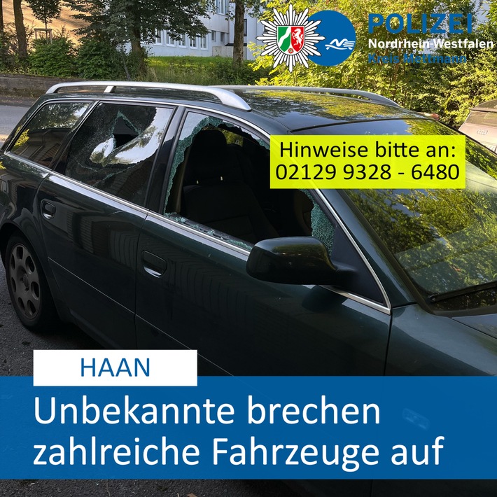 POL-ME: Mehrere aufgebrochene Autos - die Polizei ermittelt und bittet um Hinweise - Haan - 2407034