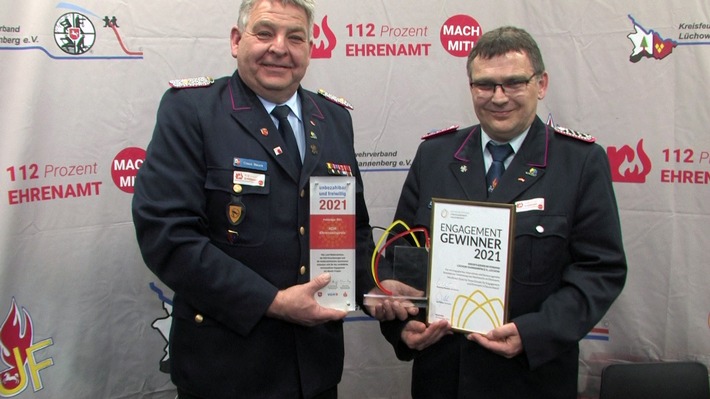 FW Lüchow-Dannenberg: Kreisfeuerwehrverband Lüchow-Dannenberg ist EngagementGewinner 2021 - 10.000 EUR Preisgeld kommen aus Neustrelitz - bereits die zweite Auszeichnung innerhalb von zwei Wochen