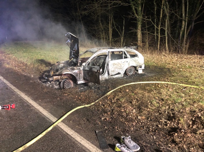 POL-PDKH: PKW-Brand mit betrunkenem Fahrer