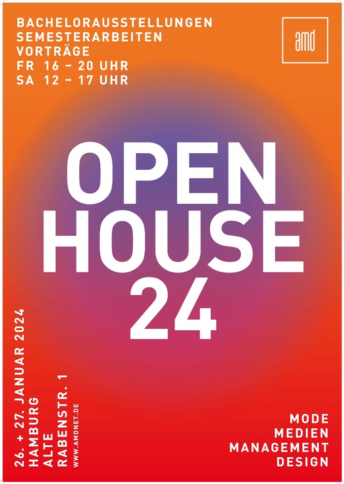 Presseeinladung zu OPEN HOUSE 2024 an der AMD Akademie Mode &amp; Design Hamburg am 26. und 27. Januar: Erfahren Sie Kreativität hautnah!