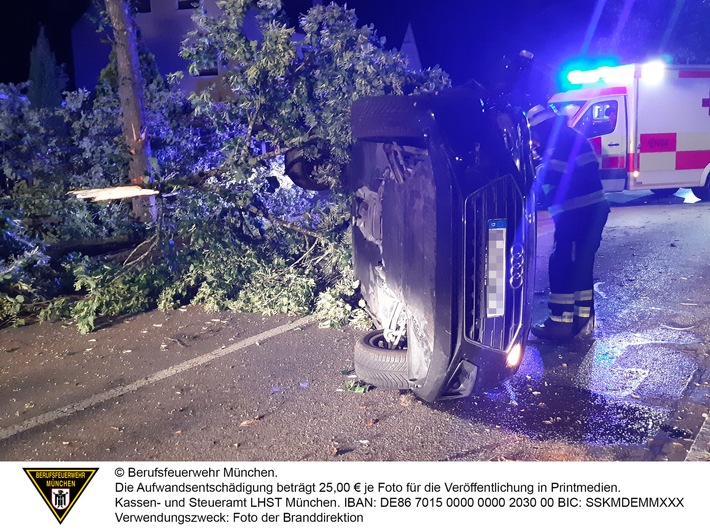 FW-M: Spektakulärer Verkehrsunfall (Feldmoching)