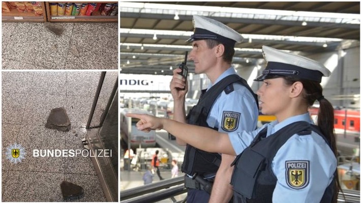 Bundespolizeidirektion München: Gehwegplatte in Imbissverkauf geworfen / Versuchte gefährliche Körperverletzung im Hauptbahnhof München
