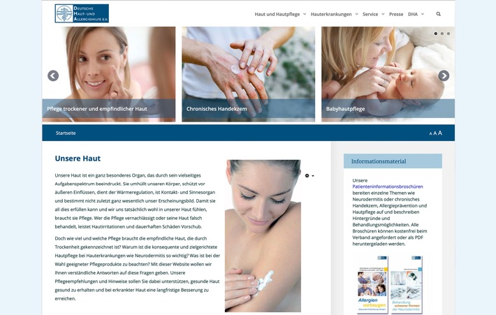Pressemitteilung: Deutsche Haut- und Allergiehilfe mit neuer Hautpflege-Website