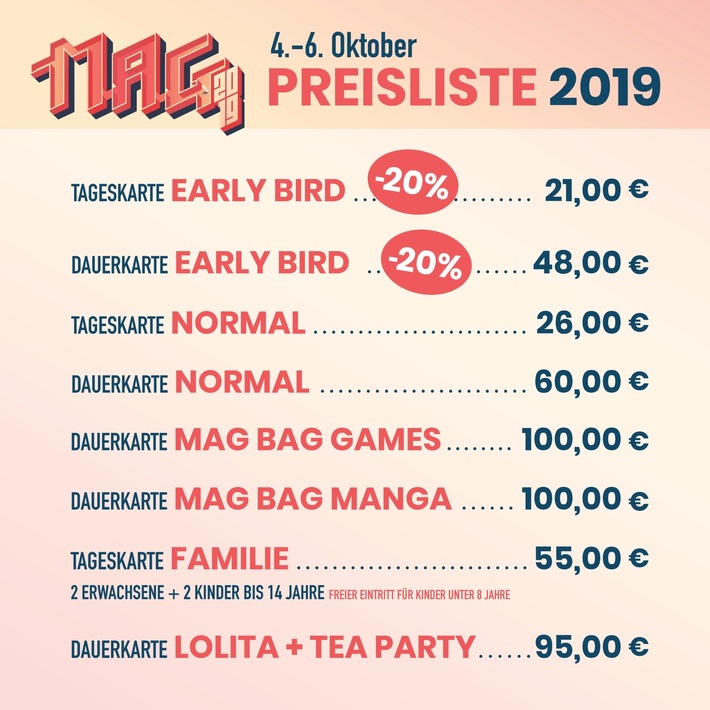 MAG 2019: Ab dem 15.5. gibt es Early-Bird-Tickets mit 20 Prozent Rabatt!