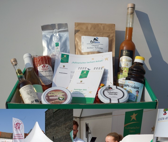 Kulinarische Köstlichkeiten Sachsen-Anhalts auf der EinheitsEXPO 2021 in Halle (S.) // Staatskanzlei / Daniel Baumann / 5-Sterne-Köstlichkeiten: Sachsen-Anhalt zeigt kulinarische Highlights bei der EinheitsEXPO / Weiterer Text über ots und www.presseportal.de/nr/157804 / Die Verwendung dieses Bildes ist für redaktionelle Zwecke unter Beachtung ggf. genannter Nutzungsbedingungen honorarfrei. Veröffentlichung bitte mit Bildrechte-Hinweis.