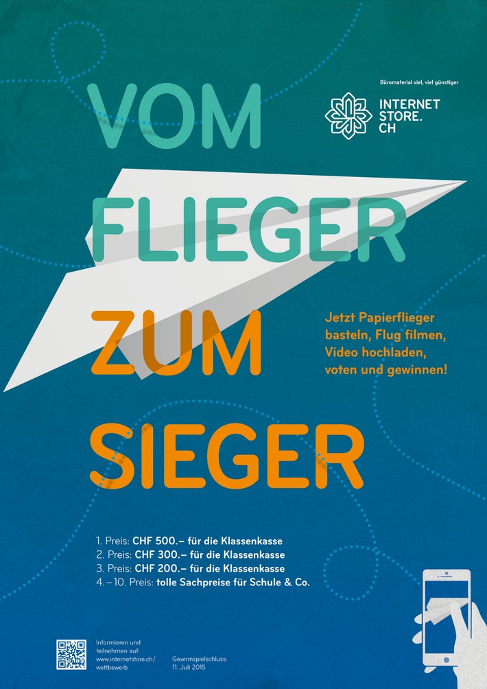 Papierflieger-Wettbewerb für Schweizer Schulen auf internetstore.ch