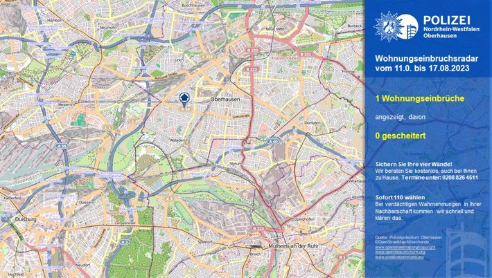 POL-OB: Wohnungseinbruchsradar für Oberhausen