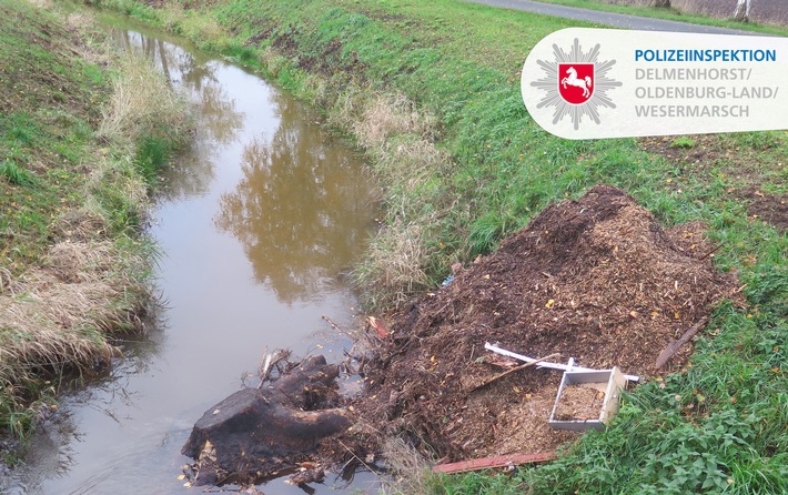 POL-DEL: Landkreis Oldenburg: Wardenburg / Charlottendorf-Ost: Unbekannter kippt Müll in Graben +++ Zeugen gesucht