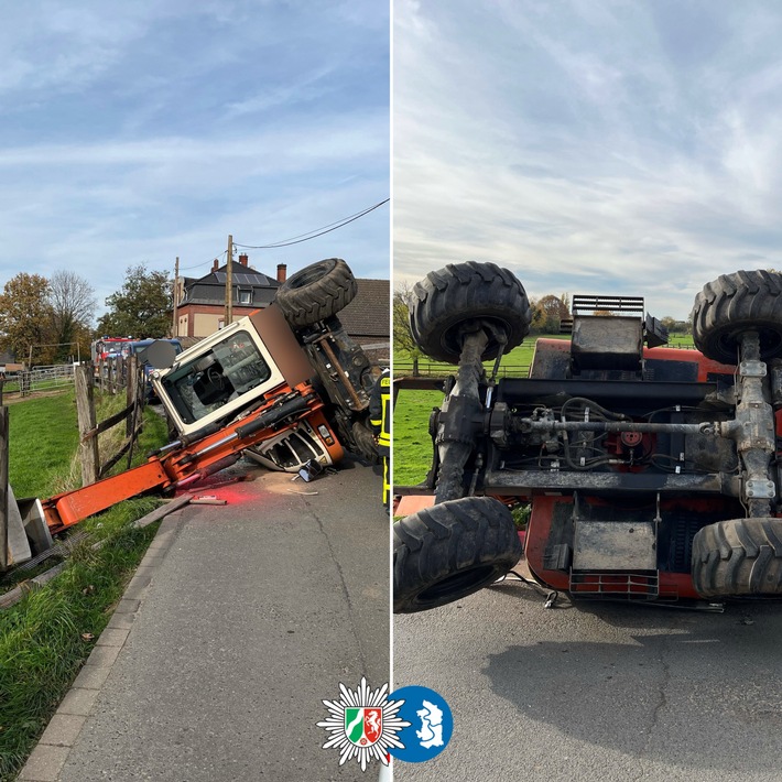 POL-DU: Baerl: Bagger umgekippt - Fahrer leicht verletzt