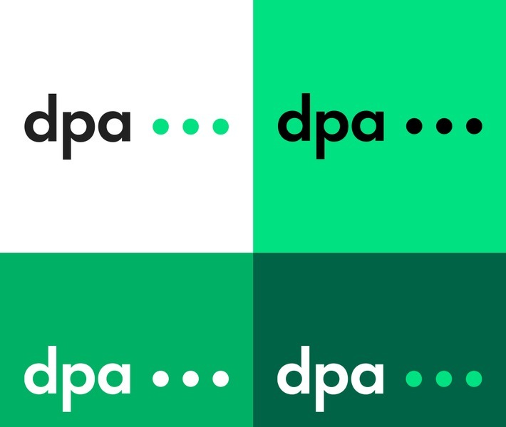 Die Deutsche Presse-Agentur hat heute ihr neues Corporate Design und ein überarbeitetes Logo veröffentlicht. Im Mittelpunkt des Designs stehen drei neue Grüntöne für die Kernmarke dpa. (Hier: dpa-Logo auf verschiedenen Hintergründen) / Weiterer Text über ots und www.presseportal.de/nr/8218 / Die Verwendung dieses Bildes ist für redaktionelle Zwecke unter Beachtung ggf. genannter Nutzungsbedingungen honorarfrei. Veröffentlichung bitte mit Bildrechte-Hinweis.